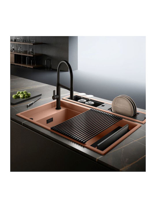 Elleci Dialogo 360 Workstation Ένθετος Νεροχύτης από Συνθετικό Γρανίτη Μ86xΠ46cm Cavern Clay