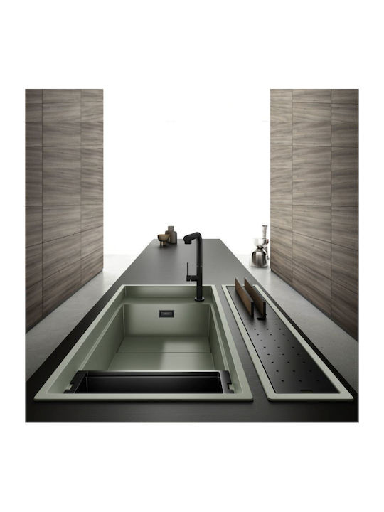 Elleci Dialogo 360 Workstation LKD36082BKM Drop-In Sink Synthetic Granite W86xD46cm Sage Green