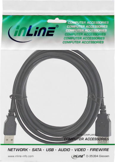 InLine USB 2.0 Kabel USB-A-Stecker - USB-A-Buchse Silber 18m 34618B