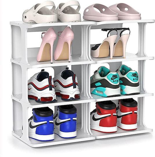 Plastic Shoe Organizer with 4 Shelves Gray 24.5x26.5x45cm