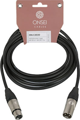 Onsei Cable XLR male - XLR female Μαύρο 3m (ON-C3030)