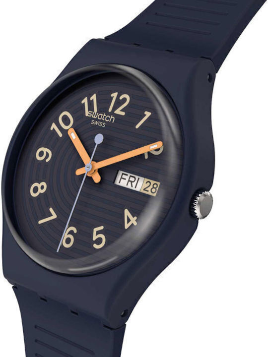 Swatch Trendy Lines At Night Ανδρικό Ρολόι 34mm Μπαταρίας με Μπλε Καουτσούκ Λουράκι