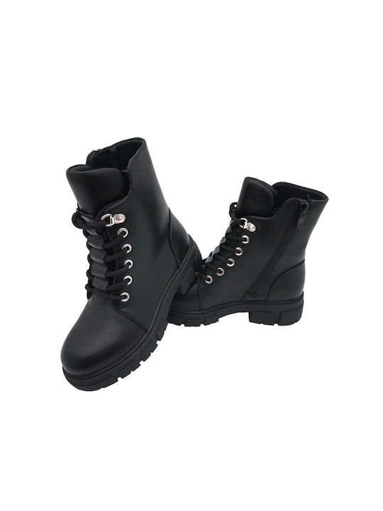 Xcess Kids Military Boots with Lace Black