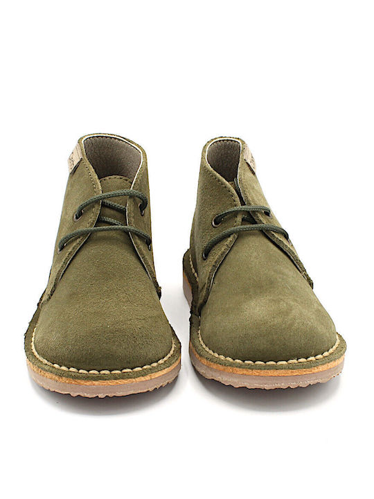 Cienta Kids Suede Boots with Lace Khaki