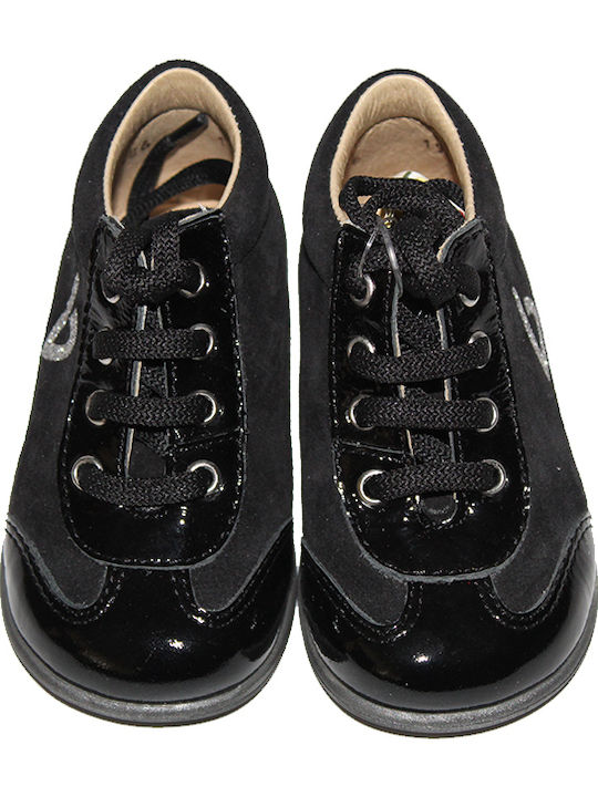 Leather Kids Boots with Laces Black