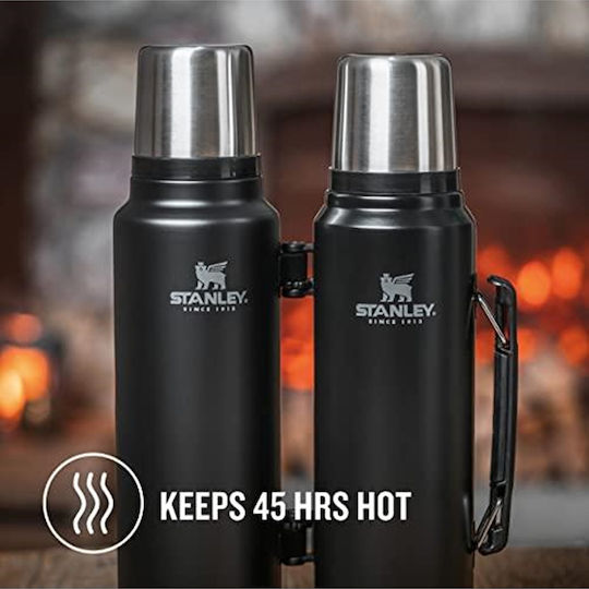 Stanley Classic Legendary Bottle Thermos Stainless Steel BPA Free 1.9lt Matte Black Pebble with Handle