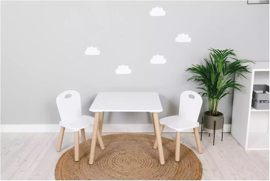 Kids Table and Chairs Set made of Wood White FreeOn