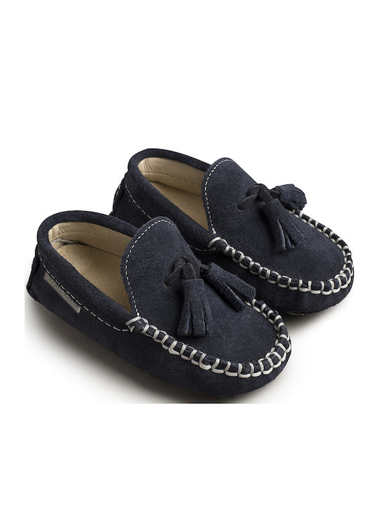 Babywalker Βαπτιστικά Δερμάτινα Μοκασίνια Navy Μπλε