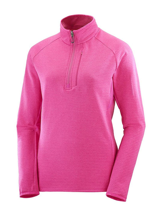 Essential Lightwarm Women's Fleece Blouse Long Sleeve with Zipper Pink