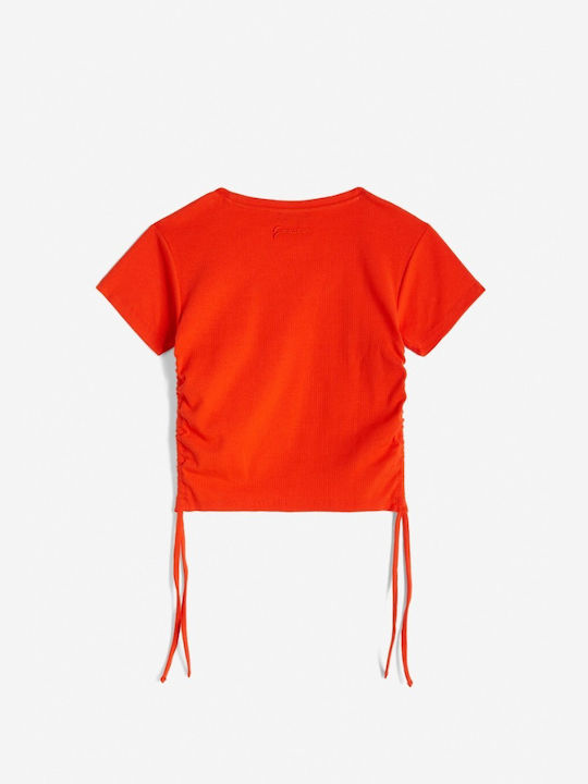 Freddy Damen Bluse Kurzärmelig orange