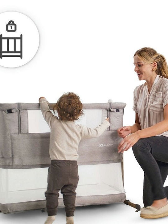 Kinderkraft Cradle Neste Grow with Mattress, Side Opening, and Wheels Gray