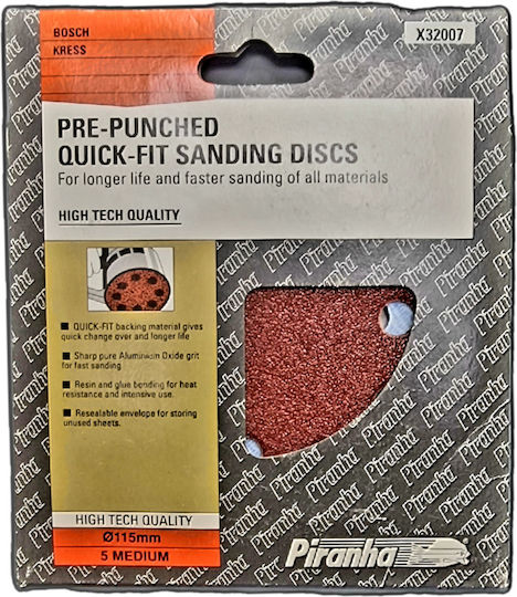 Piranha Exzenterschleifer-Schleifblatt K80 mit Löchern 115x115mm Set 5Stück