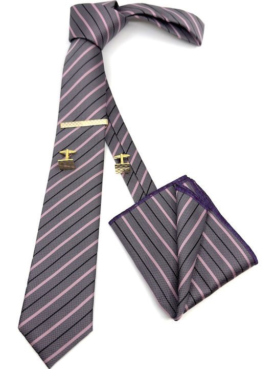 Legend Accessories Σετ Ανδρικής Γραβάτας με Σχέδια σε Μωβ Χρώμα