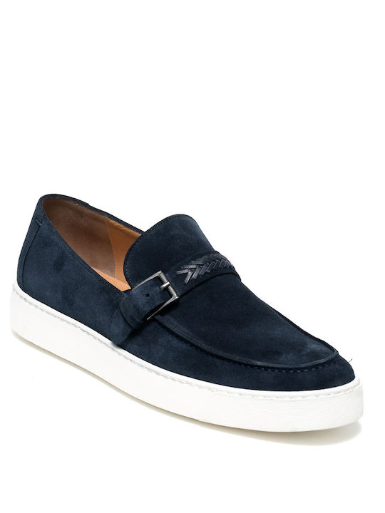 Perlamoda Men's Suede Moccasins Blue