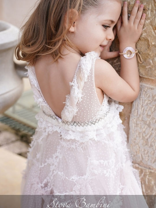 Stova Bambini Ροζ Φόρεμα Βάπτισης από Τούλι