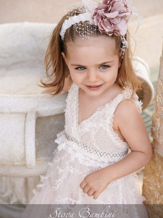 Stova Bambini Ροζ Φόρεμα Βάπτισης από Τούλι