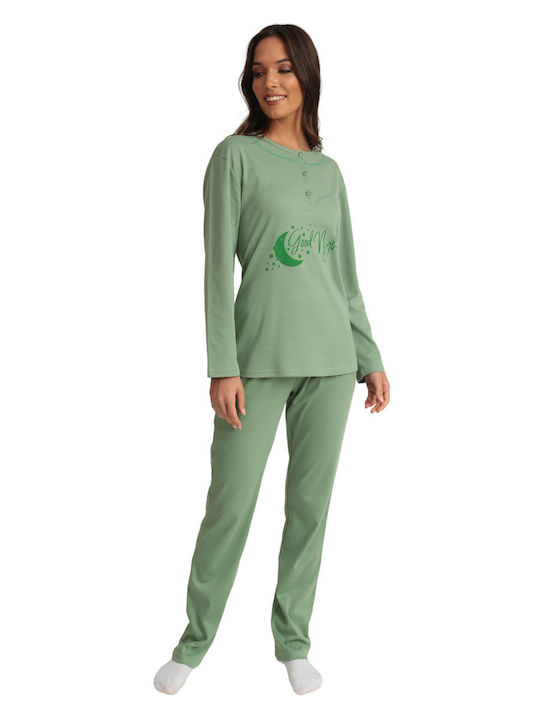 Lydia Creations Winter Damen Pyjama-Set Mint