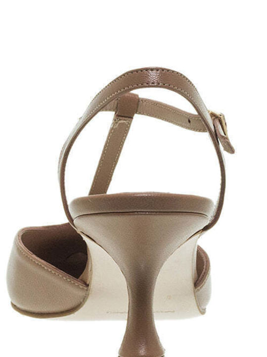 Mourtzi Leather Sweet Biscuit Heels with Strap