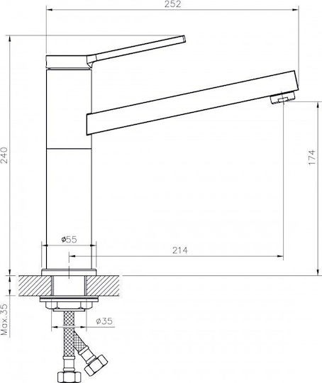 Inter Ceramic Alpaca Ένθετος Νεροχύτης Inox Μ80xΠ50cm Ασημί