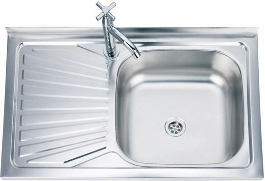 Inter Ceramic Alpaca Ένθετος Νεροχύτης Inox Μ80xΠ50cm Ασημί