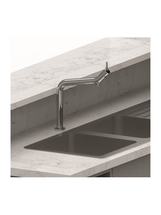 Inter Ceramic Drop-In Мивка Десен Inox със смесител Ш75xД40см Сребрист