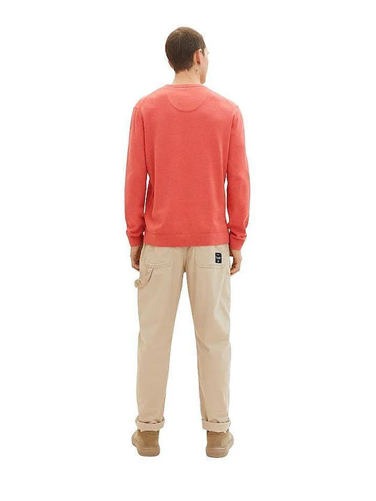 Tom Tailor Herren Langarm-Pullover Red Melange