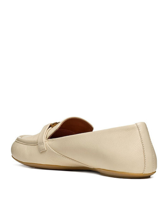 Palmaria J Leather Women's Loafers in Beige Color