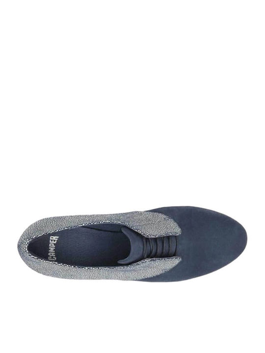 Ghete dama Oxfords de catifea albastru