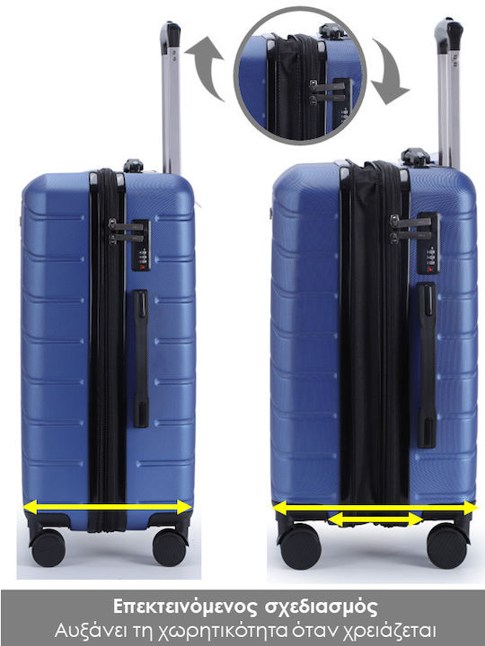 Lavor Cabin Hard Blue Travel Suitcase with 4 Wheels Height 55cm