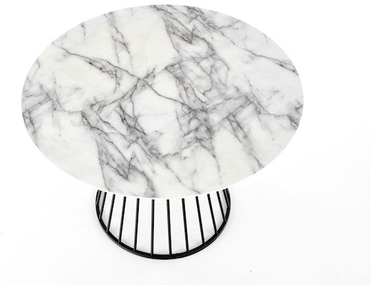 Brodway Dining Room Table Wooden White Marble Black 110x110x75cm