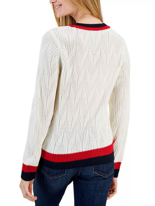 Tommy Hilfiger Damen Langarm Pullover Weiß