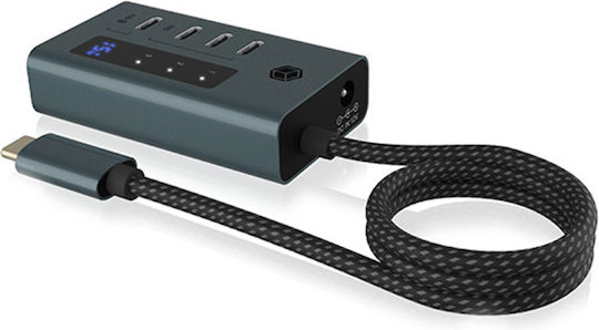 Icy Box USB 3.2 Hub 10 Porturi cu conexiune USB-A și Port de încărcare Gri