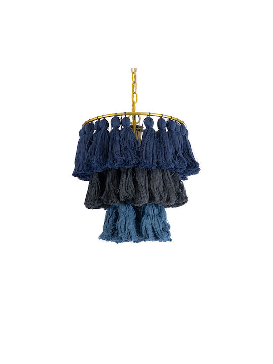 GloboStar Missoula Deckenleuchte Blau Boho Raster mit Lampenbirnensockel E27 30x40x40cm