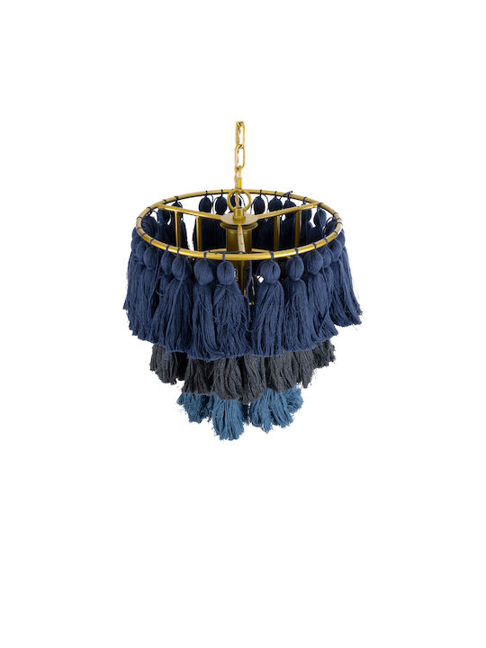 GloboStar Missoula Deckenleuchte Blau Boho Raster mit Lampenbirnensockel E27 30x40x40cm