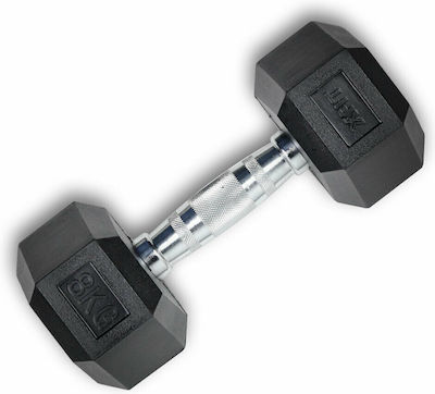 X-FIT Βαράκι Εξάγωνο Λαστιχένιο Rubber Hexagon Dumbbell 1 x 8kg