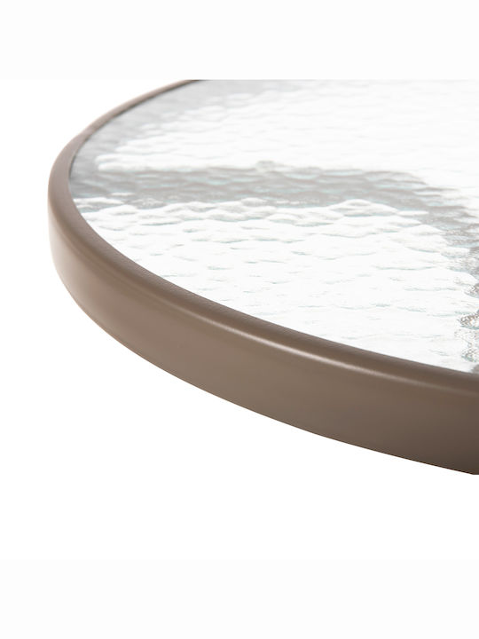 Lima Outdoor Dinner Table with Glass Surface and Metal Frame Champagne 60x60x70cm