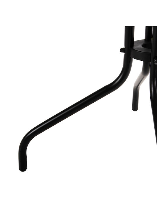 Figo Outdoor Dinner Free Standing Table with Glass Surface and Metal Frame Black 60x60x70cm