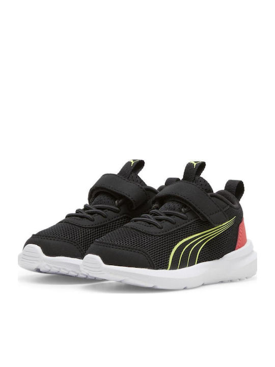 Kruz Track Kids Sports Shoes Running with Hoop & Loop Closure Black