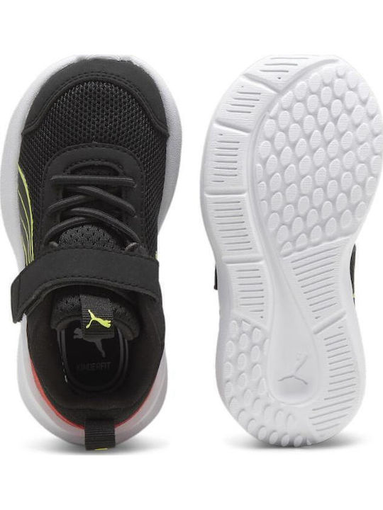 Kruz Track Kids Sports Shoes Running with Hoop & Loop Closure Black