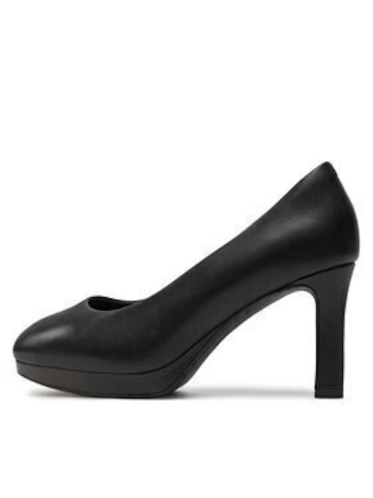 Leather Black Heels Court