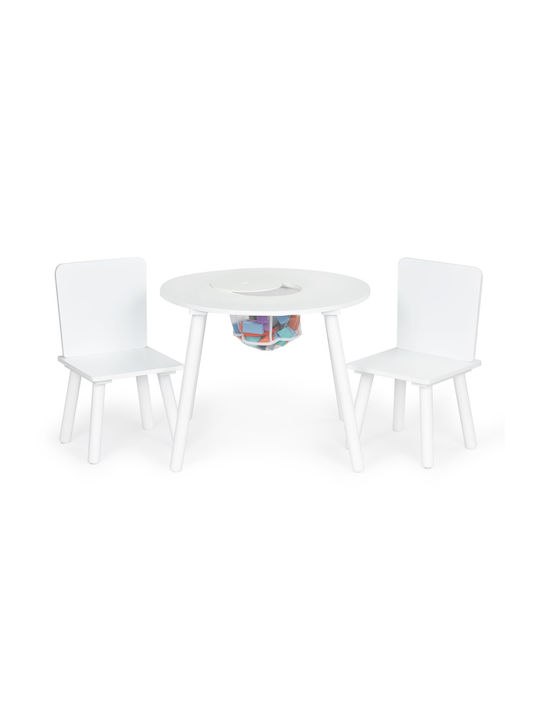 Kids Table and Chairs Set made of Wood White