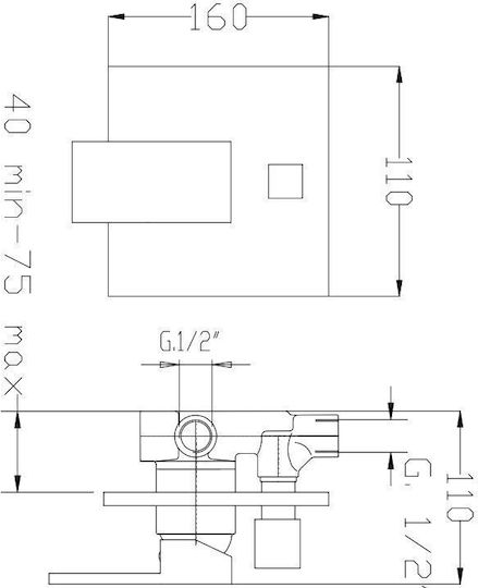 Tema Set Mixer & Deviation Îngropată pentru Duș 2 ieșiri Argintiu