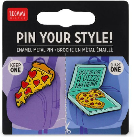 Legami Milano Badge Set Pizza for Couples and Friends 1pcs