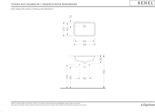 Serel Countertop Sink Porcelain 56x37.5cm White