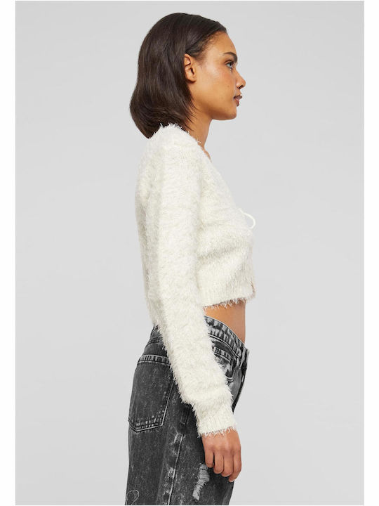 Short Women's Knitted Cardigan Whitesand