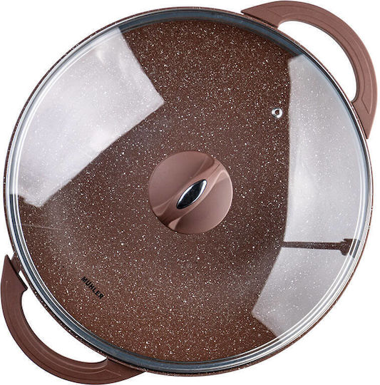 Muhler A Wok Made of Cast Aluminum with Lid with Stone Coating 32cm
