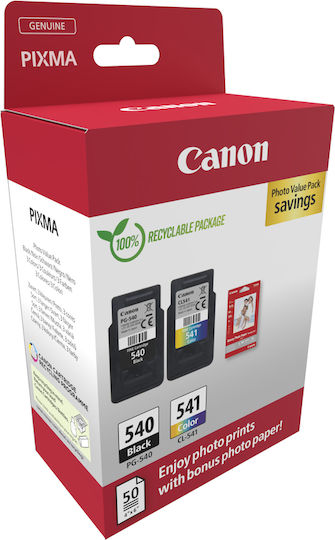 Canon PG-540 / CL-541 Original Photo Value Pack with 2 InkJet Printer Inks Black (5225B013)