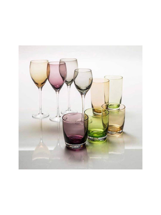 Cryspo Trio Irid Set of Glasses Whiskey made of Glass in Purple Color 355ml 6pcs