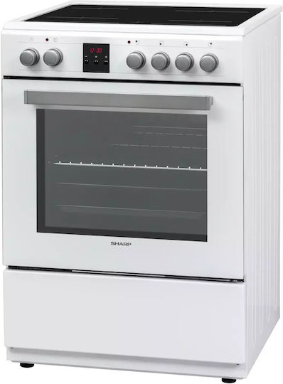 Sharp Cooker 65lt with Ceramic Hobs W60cm. White