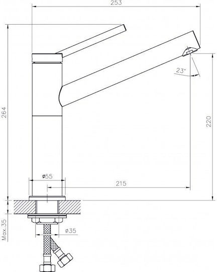 Inter Ceramic Icf Drop-In Кухненски Мивка Inox със Смесител М61.5xШ47.5см Сребрист